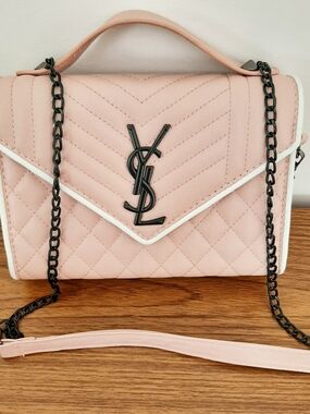 Pink Quilted Leather Chain Shoulder / Hand Bag